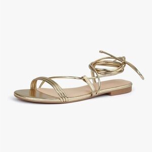 Party gold lace up sandals, size 9